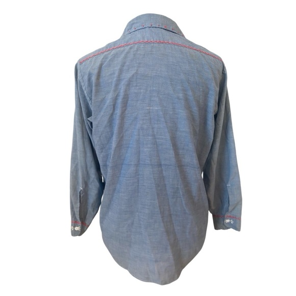 Big Mac JC Penny Mens Vintage Non Iron Blue Button Up Shirt - Picture 3 of 10